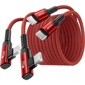 USB C Cable [2Pack, 10ft] 240W Fast Charging Type C Cord, Nylon Braided USB 2.0 Cable for iPhone 17 16 15 Pro Plus Pro Max Air, iPad Pro, Samsung Galaxy S24 S23, Switch, MacBook Pro, Pixel-Red