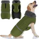 Doglay Dog Coat, Waterproof Dog Jacket Pet Winter Coat for Cold Weather with Thicken Furry Collar, Reflective Puppy Winter Jacket Warm Fleece Lining for Small Medium Large Pets (M(Chest : 15.75-23.6" , Back : 13.38"), Army Green)