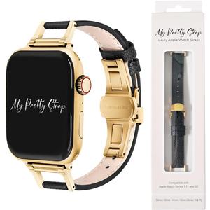 My Pretty Strap - Compatible Apple Watch Band Strap, Genuine Leatger Luxury iWatch Replacement Strap- Fits Most Wrists- Series 1-11, SE & Ultra (38MM/ 40MM/ 41MM/ 42MM/ 44MM/ 45MM/ 49MM)