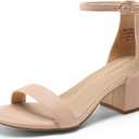 DREAM PAIRS Womens Low-Chunk Low Heel Pump Sandal (Beige) US: 7