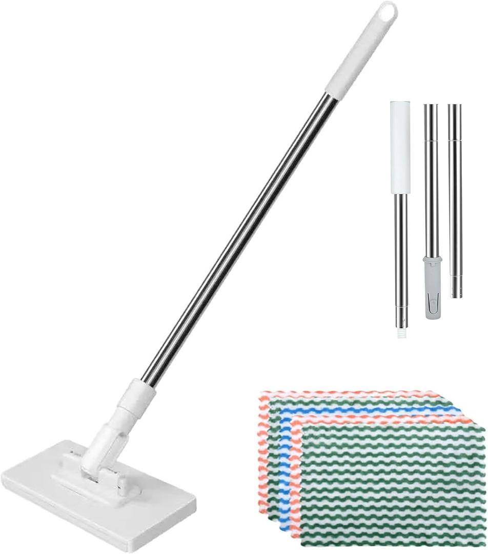 Snap Grip Mini Mop with 10pcs Cleaning Cloth - 360Spin No Wash Mop for Wet/Dry Use - Hands-Free MiniMops for Tile, Floor and Wall