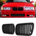 MIC E36 Grill,Front Kidney Grill Grilles Compatible with 3 Series E36 4DR/2DR & M3 LCI 1997-1999,Matte Black