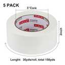 5-Pack White Duct Tape, 2 inches x 30 Yards, 8.27 mil Thickness, Heavy Duty, Strong, Flexible, No Residue, All-Weather and Tear by Hand - for Patch, Protect and Temporary Repairs