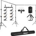 EMART Back Drop Adjustable Stand, 10x20 Backdrop Stand Heavy Duty Photography Background Support System Kit with 300 Angle Rotatable Connector and 8 Spring Clamps for Parties, Wedding, Photo Studio (2010ft(WH, Black)