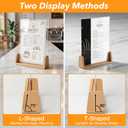 Acrylic Sign Holder 8.5 x 11 with Wood Base 3 Pack, Anti-Slip Silicone Bottom Menu Stand for Table, Clear Double Sided T-Shape & Slanted L-Shape Flyer Display for Office, Restaurant, Wedding