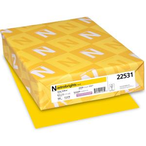 Neenah Wausau Paper 22531 Astrobrights Color Paper, 8.5 x 11, 24 lb / 89 GSM, Solar Yellow, 500 Sheets