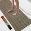 Bcoimo 70"24" Chenille Bath Mat  Non-Slip with Backing Bath Rug Ultra-Absorbent and Machine Washable Bathroom Mat Quick-Dry Design. Ideal for Bathroom and Tub Areas (Coffee)
