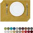 Kevin Textile Table Mats Set of 4 Heat Resistant Washable Placemats for Parties Buffet Dinner, 13 x 19 inches, Honey Yellow