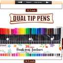 Coloring Markers Pen, Dual Brush Tip Marker for Adult Coloring, 34 Color Calligraphy Brush Fine Tip Pen for Beginner Journal Planner, Drawing, Doodle