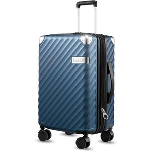 LUGGEX Luggage with Spinner Wheels, Polycarbonate Expandable Hard Shell Suitcase, Carry On 20 Inch, Blue
