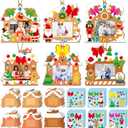 30 Packs Christmas Gingerbread House Paper Craft Kit for Kids Classic Gingerbread Picture Photo Frame Arts and Crafts DIY Stickers Holiday Make Your Ornaments School Activity Party Game Supplies