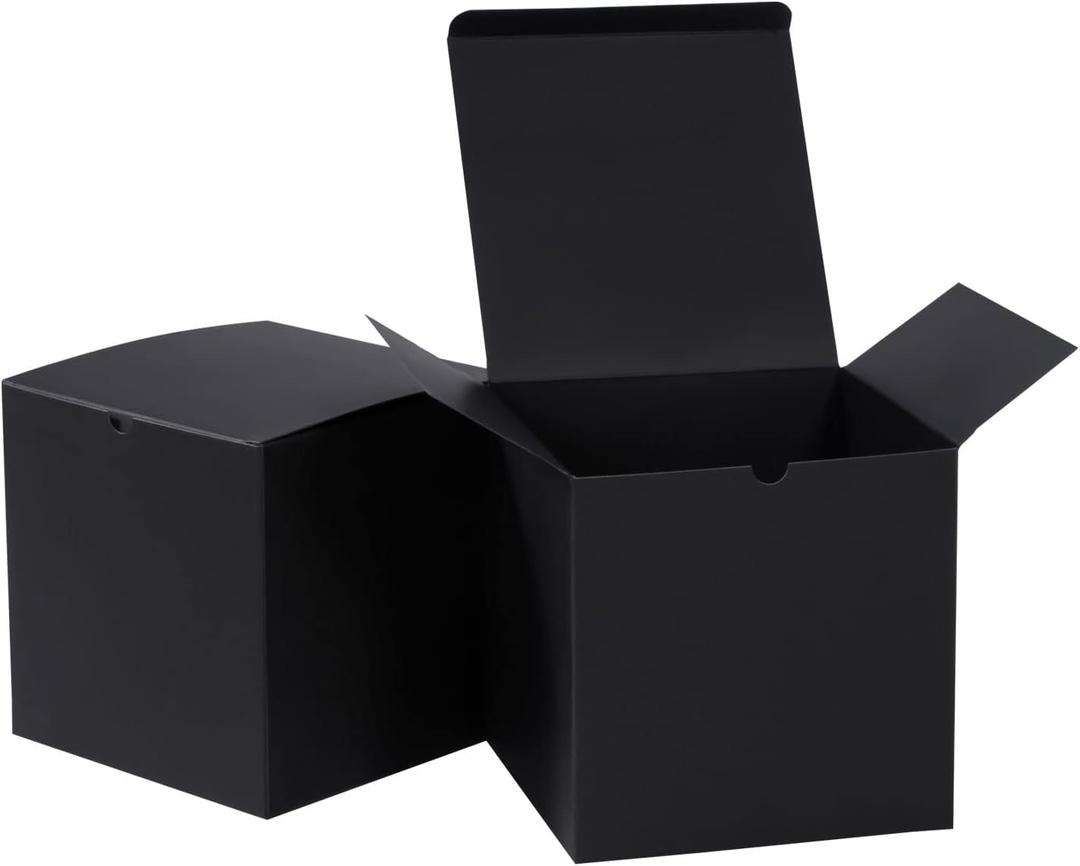 NIGNYA Kraft Gift Boxes with Lid 5x5x5 inches 20 Pack Black Cardboard Paper Gifts Boxes Large Boxes for Presents, Bridesmaid Proposal, Wedding, Birthday