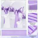 Lounsweer 50 Pcs Folding Chair Cover Set with 25 Stretch Spandex Slipcovers 25 Satin Chair Sashes Bows Ribbon Washable Banquet Protector for Wedding Event Party(White, Lavender)