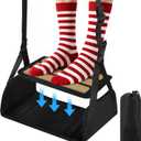 Airplane Foot Hammock for Plane Travel, Detachable Bamboo Airplane Foot Rest for Long Flight, Desk Foot Hammock with Extended Adjustable Strap to Relax Your Feet, Foot Sling Travel Essentials (Standard Size)