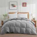 Joysoul Queen Size Down Comforter - All Season Ultra Soft Goose Down & Feather Fiber Fill, Luxury Hotel Dark Gray Duvet Insert with Corner Tabs (88" X 88")