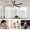 Heimo 60 Inch Wood Outdoor Ceiling Fan with Light and Remote for Patios Living Room Bedroom Office 5 Blades Dc Motor Modern Farmhouse Exteriores Wooden Ceiling Fans with Dimmable Light(Grey)