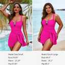 Zilcremo Swim Dress for Women Tummy Control One Piece Swimsuit Wrap Swimdress Square Neck Skirted Bathing Suit Swimwear (Pink, XL)