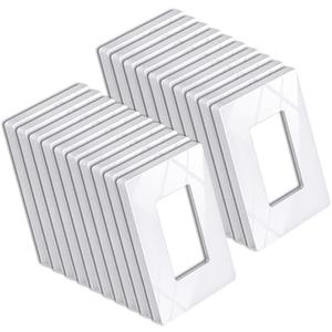BESTTEN 20 Pack 1 Gang Screwless Decorative Wall Plate, USWP6 Gloss Snow White, H4.69” x W2.91”, Faceplate Cover for Decorator Receptacle Outlet & Switch, UL Listed