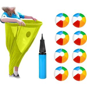 Grandma Pants Courtyard Game, Giant Outdoor Leisure Throwing Competition, Grandma Courtyard Game Pants, Team Relay Family Reunion Party Outdoor Game Set with 8 Elastic Balls and 1 Air Pump (Yellow)