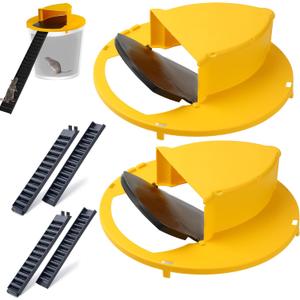 Mouse Trap Bucket- 5 Gallon Bucket Lid Mouse Rat Trap- Automatic Reset Flip and Slide Mouse Trap - Humane Mouse Rat Traps for Indoor Outdoor Use (Golden-2Pack)