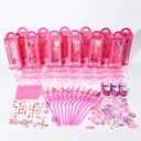 120 pcs Pink Party Favors Pink Toy Gift Goodie Bag Stuffer Filler Makeup Party Decorations for Kids Girls Birthday Party Decoration Supplies-12Guests