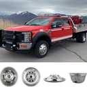 4pc 19.5" Polished Stainless Steel Dually Wheel Simulators,Nice Lookingand Durable Bolt On Wheel Cover, 10 Lug 5 Hand Hole Hubcaps Fit for 2005-2021 Ford F450/F550 with Installation Tool 9F10