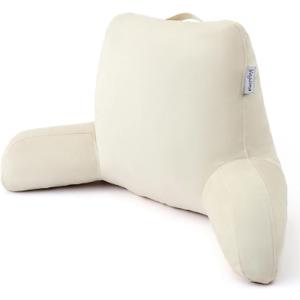 Reading Pillow with Adjustable Memory Foam,Adult Backrest with Arms, Back Pillow for Sitting in Bed with Washable Cover- Large, Purpule (Purple)