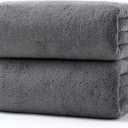Towels 2 Piece Soft Microfiber Bath Towel Set Salon Gym Yoga Travel Super Absorbent Lightweight Quick Dry and Durable, 55" L x 27" W, 2 Pack Dark Grey