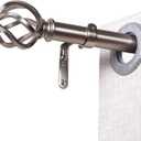 Metal Curtain Rods 18 To 45 Inches, 1 Inch Modern Metal Drapery Rods, Adjustable Heavy Duty Brushed Nickel Curtain Pole, with Twisted Cage Finial (30"-45" Satin Nickel)