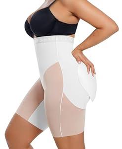 SHAPELLX Butt Lifting Shapewear Body Shaper Tummy Control Padded Shapewear for Women Postpartum Faja White Medium