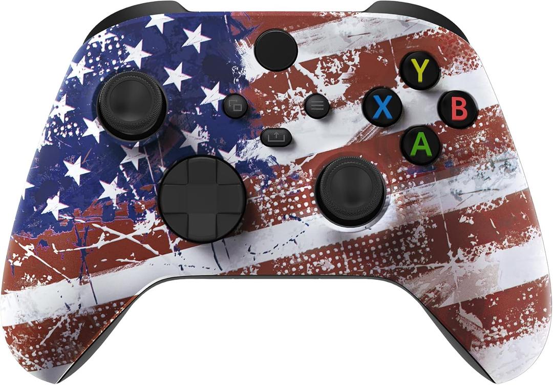 eXtremeRate Custom Shell for Xbox Series X & S Controller - Revitalize Your Controller - Impression US Flag Replacement Cover Front Housing Cover for Xbox Core Controller