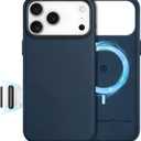 SHIELDON Genuine Leather Case for iPhone 17 Pro Max 6.9" 2025, [Camera Button Updated], Compatible with Magsafe, Magnetic Wireless Charging, Slim Fit, Non-Slip, Anti-Scratch, Shockproof - Navy Blue