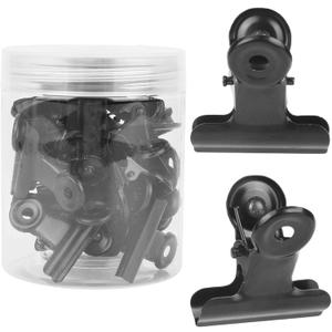 20 Pcs Push Pins Clips, Black Thumb Tacks with Bulldog Clip Drawing Pins Metal Pushpin Holder Bulletin Board Cork Board Accessories for Home Office Cubicle Wall Use
