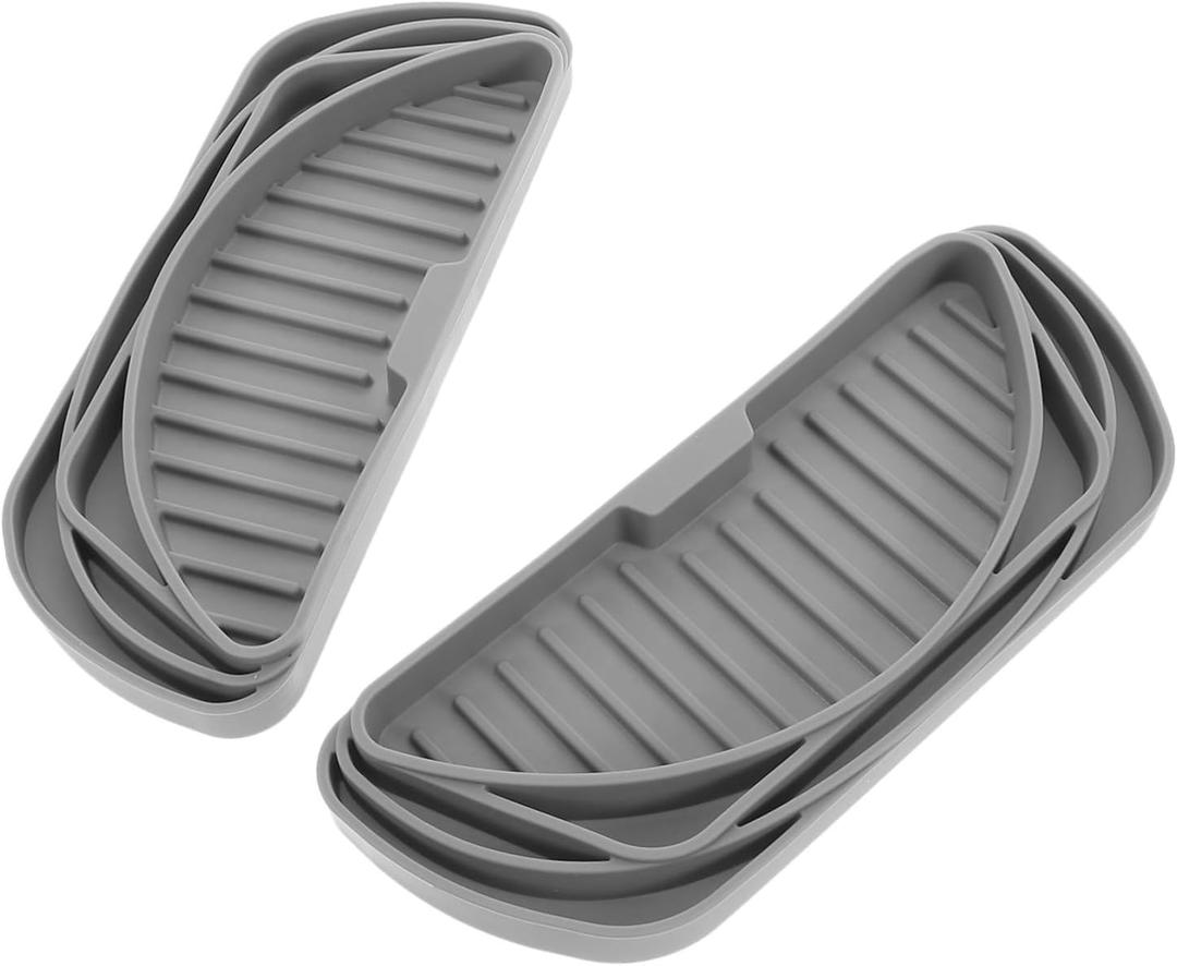 POPETPOP 2Pcs Refrigerator Drip Tray Catcher Non Slip Silicone for Fridge Spills Semi Circular Design Easy to Clean Drainage Collector Grey for Water Dispenser Use