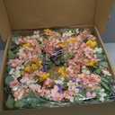 Faux Silk Cherry Blossom Flower Spring Summer Easter Wreath 24-26" for Front Door  Pink Purple Yellow Plum Blossom Green Eucalyptus Leaves  Farmhouse Front Porch Decor, Outdoor Indoor Use