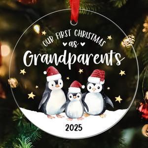 6 x Our First Christmas as Grandparents 2025 - Baby Pregnancy Announcement Ornament for New Grandparents - First Time Grandma Grandpa Gifts 2025 - Grandma Grandpa Acrylic Ornament Keepsake