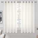 BGment Natural Linen Look Semi Sheer Curtains for Bedroom, Grommet Light Filtering Casual Textured Privacy Curtains for Living Room, 2 Panels (Each 60 x 63 Inch, Ivory Cream)