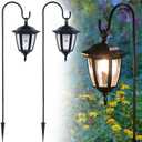 Dynaming 2 Pack Solar Hanging Lights Outdoor, Solar Powered Garden Decorative Lanterns with 2 x 38 Inch Shepherd Hooks, Waterproof Landscape Lighting for Lawn Patio Yard Pathway Driveway, Warm White