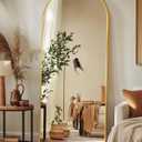 Antok Arched Full Length Mirror, 56"x15" Gold Metal Frame Floor Mirror for Bedroom Living Room, Freestanding/Wall Mount/Leaning