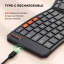 MEETION New Ergonomic Bluetooth Foldable Keyboard, Split Compact Portable Wireless Keyboard for Business Travel, Rechargeable Folding Keyboard for Tablet PC Smartphone iOS Android Windows Mac Black