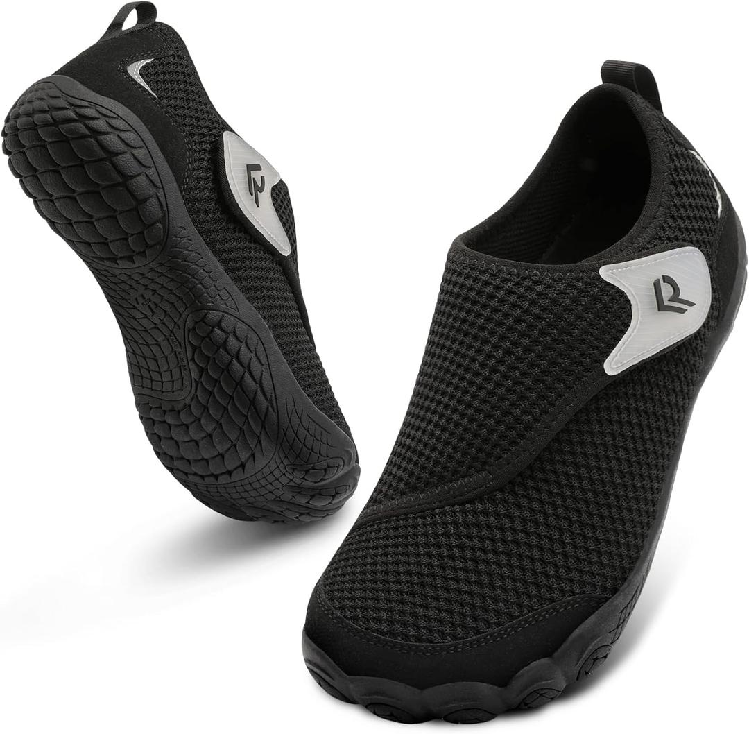 relxfeet Walking Shoes Women Men Wide Diabetic Shoes Adjustable Barefoot Shoes Zero Drop Lightweight Sneakers for Edema Swollen Feet Size 42(All Black)