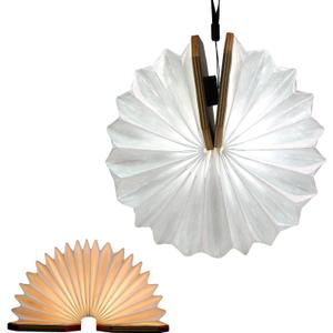 LED Hanging Folding Lantern, Wood & Paper Lamp, Organ Book Light for Office, Decoration, Gift, USB Rechargeable