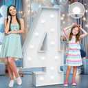 4FT Marquee Light Up Numbers  Cool White Light Up Numbers 0 with Fixed Water Bag, Party Decoration Large Marquee Light Up Numbers can Be Used for Wedding Decoration, Birthday Party Decoration