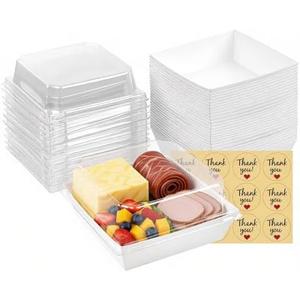 YTAXZ Charcuterie Boxes with Clear Lids, 5.32 x 4.92 x 2.36 Inch Dessert Boxes, Square Disposable Paper Bakery Boxes to Go Food Containers for Desserts, Sandwich, Cookie, Sushi