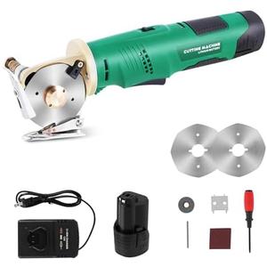 MXBAOHENG Electric Rotary Cutter Cordless Electric Scissor Rechargeable Fabric Shear for Cloth/Paper/Carpet/Leather Cutting Thickness ≤2.5cm (1 Battery)