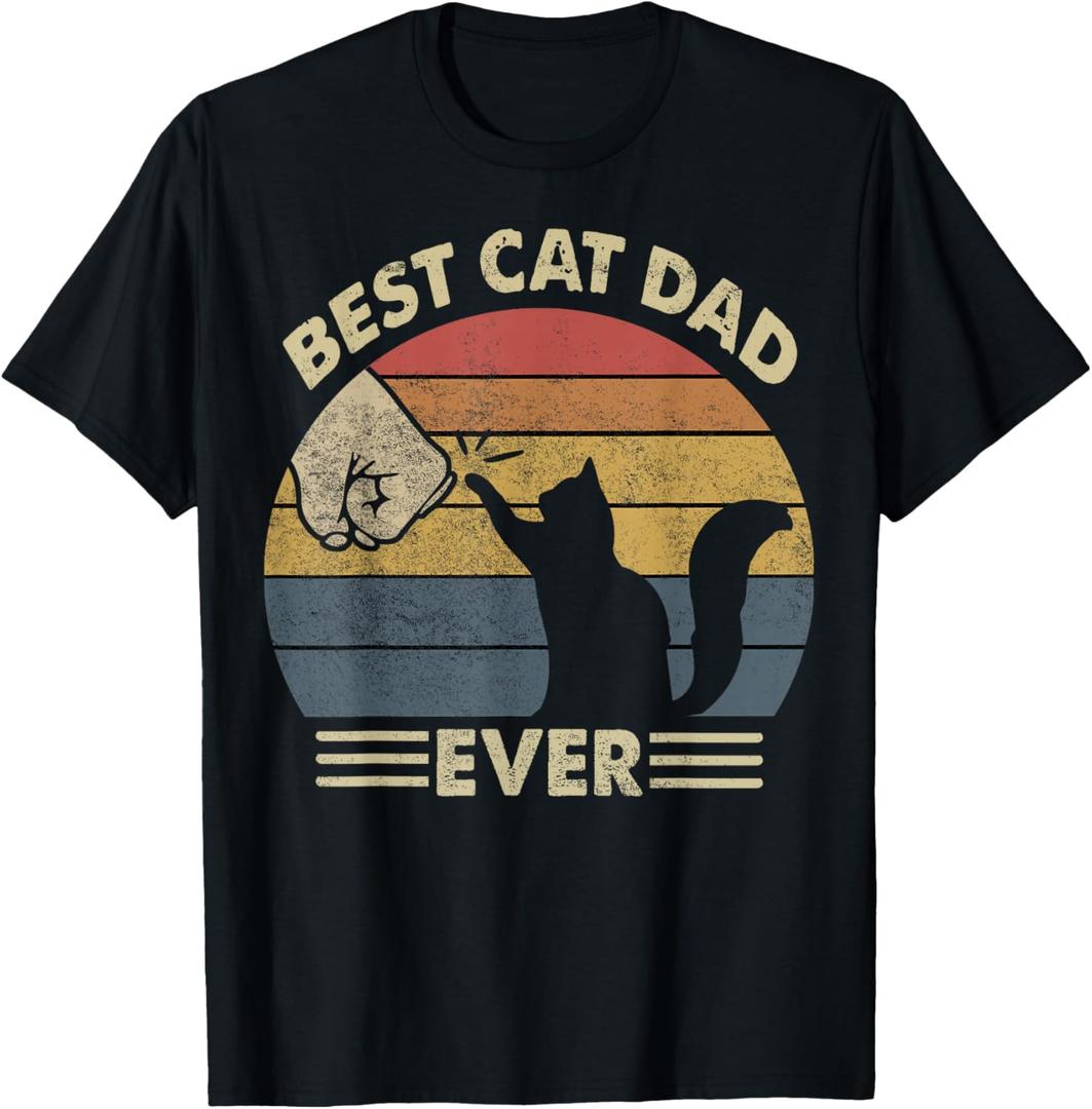 Cat Shirt Men Best Cat Dad Ever Funny Cat Lover Gift T-Shirt, Size: 2X
