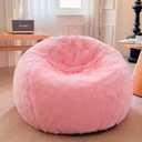 XeGe Faux Fur Comfy Bean Bag Cover for Living Room(No Filler), Fluffy Stuffed Animal Storage Bean Bag Chair Cover Home Decor, Furry Fuzzy Big Gaming Bean Bag Cover Adults Kids Girls, Anti-slip, Pink (Large(38"x38"x40"))
