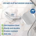16 Inch Angled Shower Grab Bar White, Munzong 2 Pack Anti Slip Bathroom Grab Bar, Knurled Bathroom Balance Bar,Safety Hand Rail Support Handicap Elderly Injury Senior Assist Bath Handle-1.25 Tube