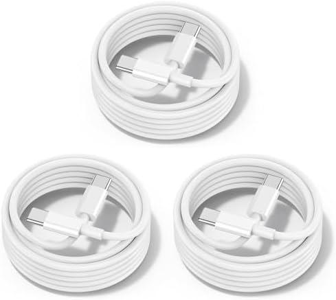 chcela 60W USB C to USB C Cable [3Pack] iPhone 17 16 15 Fast Charging Cable,6ft Long USB-C to USBC Power Cord for iPhone 17 Air/16/15 Pro Plus Pro Max,MacBook Pro Air/iPad Pro 12.9/11,AirPods 4(White)