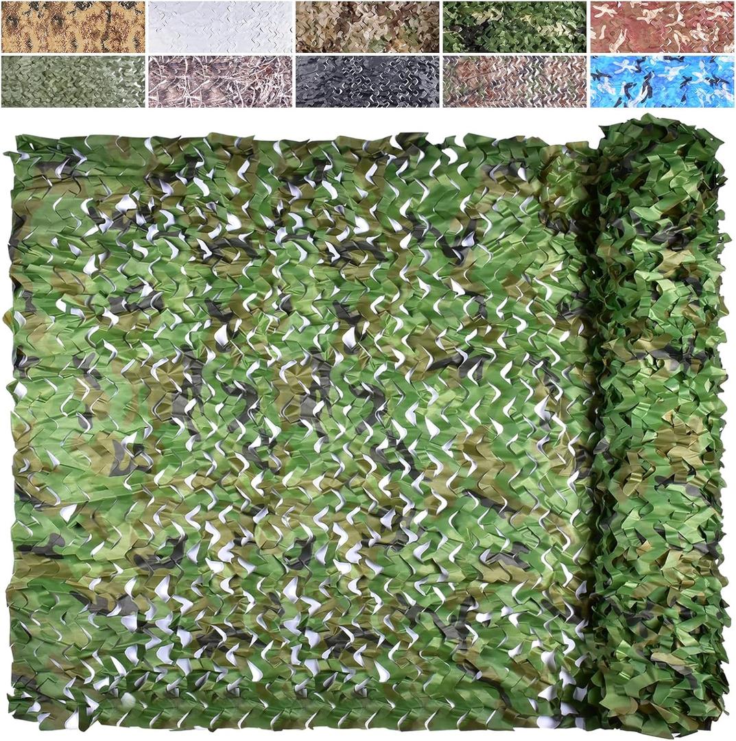 iunio Camo Netting Camouflage Netting, Camo Net Bulk Roll Camouflage Mesh Nets for Hunting Blind Deer Stand Military Party Decorations Sunshade Camping Shooting (16.4ftx4.9ft, Army Green)